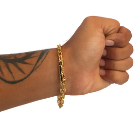 Pulseira Cadeado 7mm Fecho Bomba Banhado a Ouro 18k