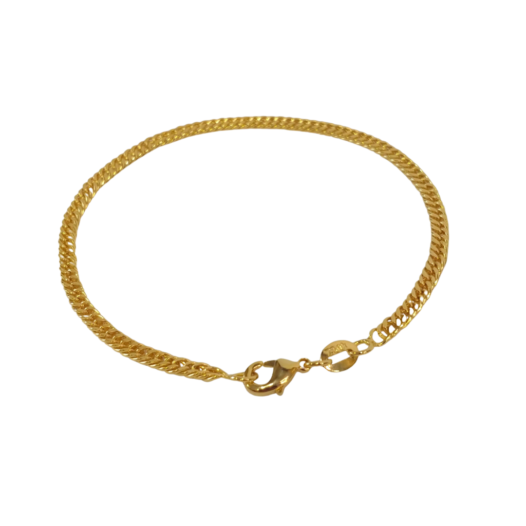 Pulseira Grumet Lacraia 3mm Banhado a Ouro 18k