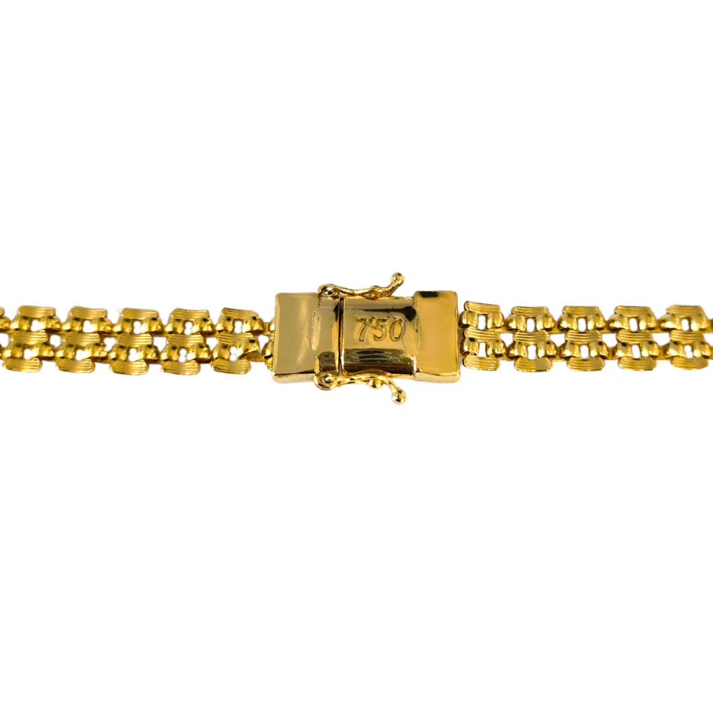 Cordão Elo Americano - 10mm - Fecho Duplo - Banhado a Ouro 18k