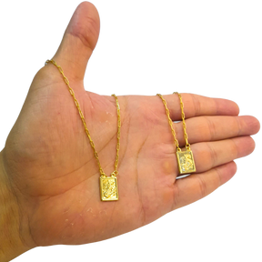 Escapulário Tijolinho 2mm São Jorge Banhado A Ouro 18k