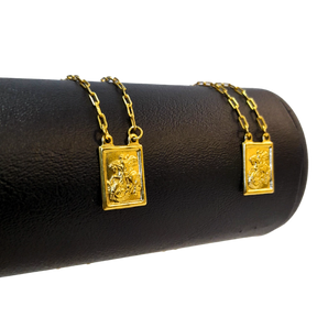 Escapulário Tijolinho 2mm São Jorge Banhado A Ouro 18k