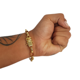 Pulseira Meia Cana 10mm Fecho Duplo Banhado A Ouro