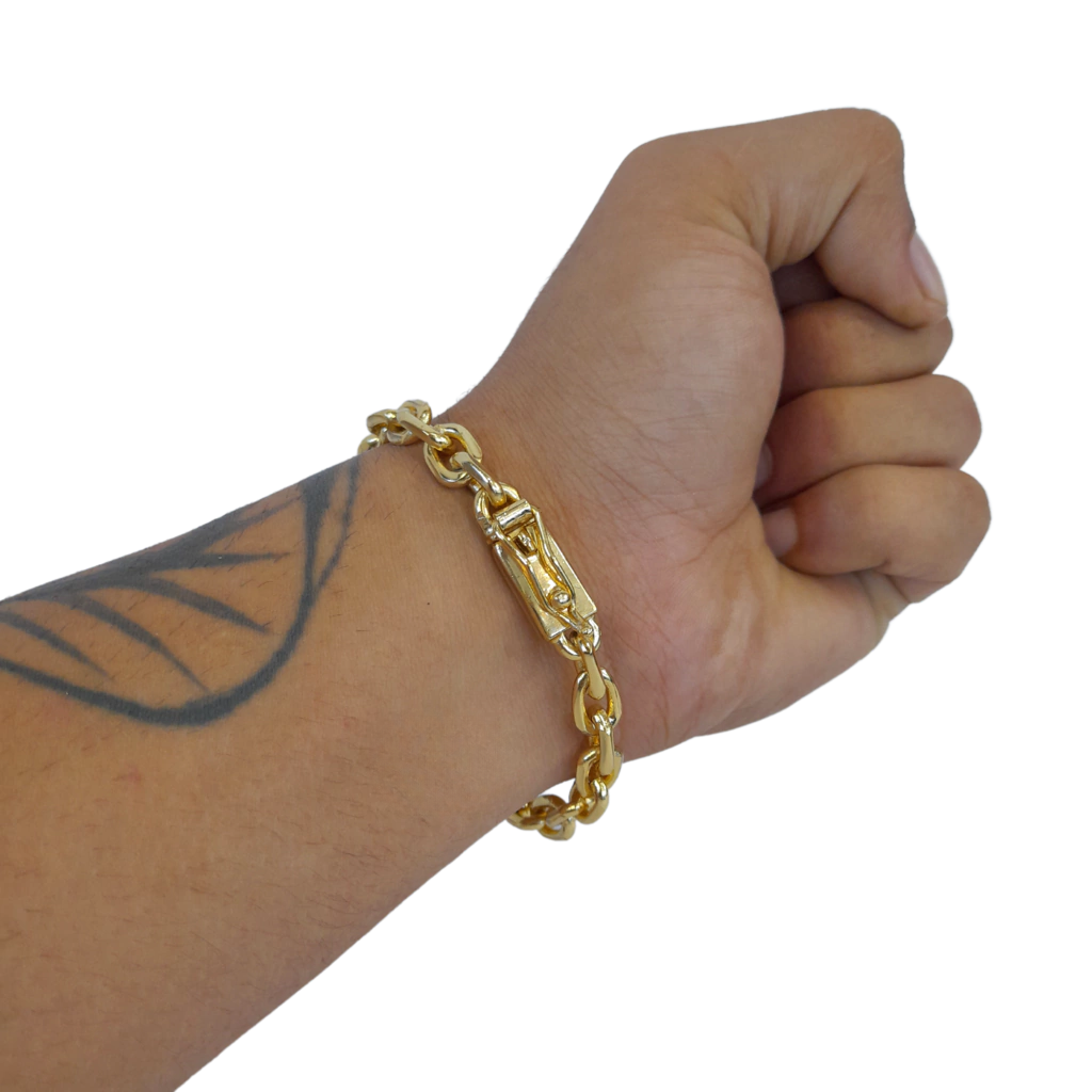 Pulseira Cadeado - 9mm - Fecho Gaveta - Banhado a Ouro 18k