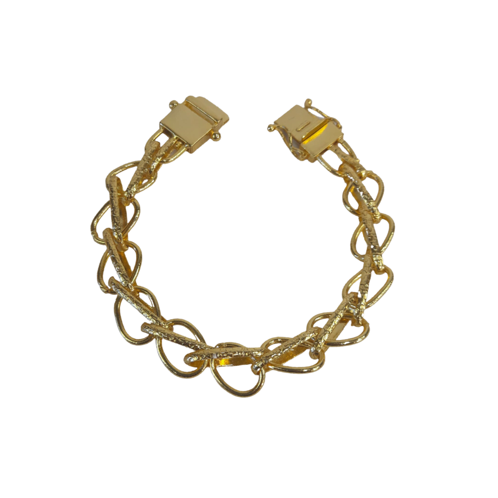 Pulseira Balão 13mm Fecho Duplo Banhado a Ouro 18k