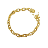 Pulseira Cadeado - 9mm - Fecho Duplo - Banhado a Ouro 18k