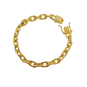 Pulseira Cadeado - 9mm - Fecho Duplo - Banhado a Ouro 18k