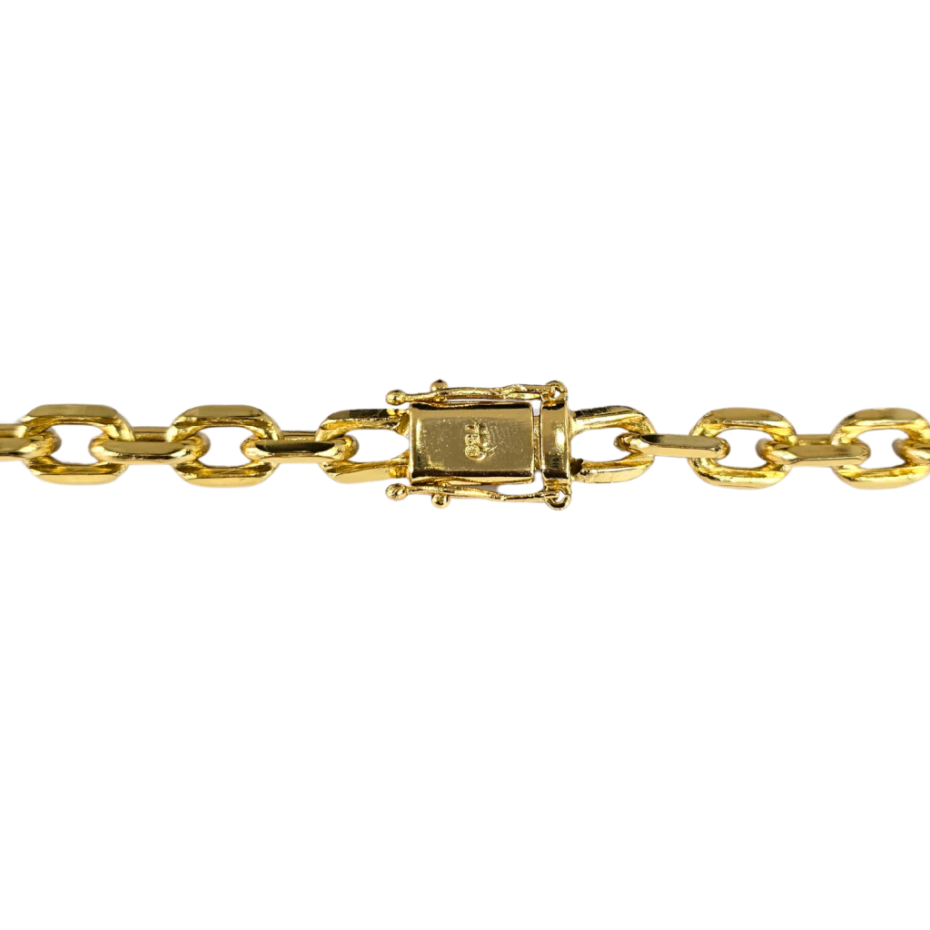 Cordão Cadeado - 9mm - Fecho Duplo - Banhado a Ouro 18k