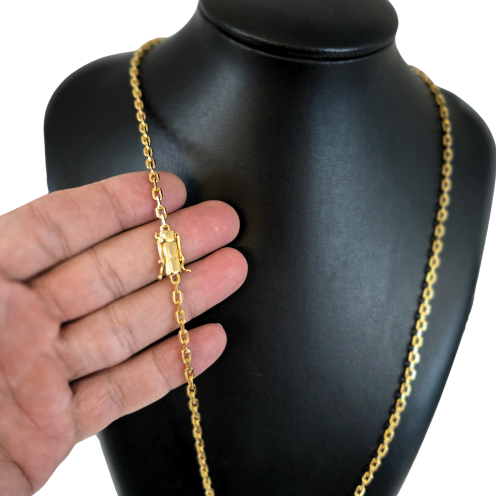 Cordão Cadeado 3mm Banhado A Ouro 18k