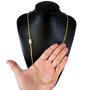 Cordão + Pulseira Cadeado 3mm Banhado A Ouro 18k