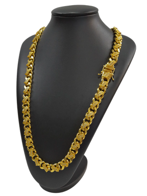 Cordão Pitbull Grumet S 13mm 1 por 1 Cravejado Banhado a Ouro 18k