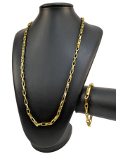 Cordão+Pulseira Meia Cana 7mm Banhado a Ouro 18k