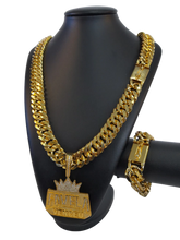 Cordão+Pulseira Grumet Lacraia 20mm Pingente Favela Venceu Placa Banhado a Ouro 18k