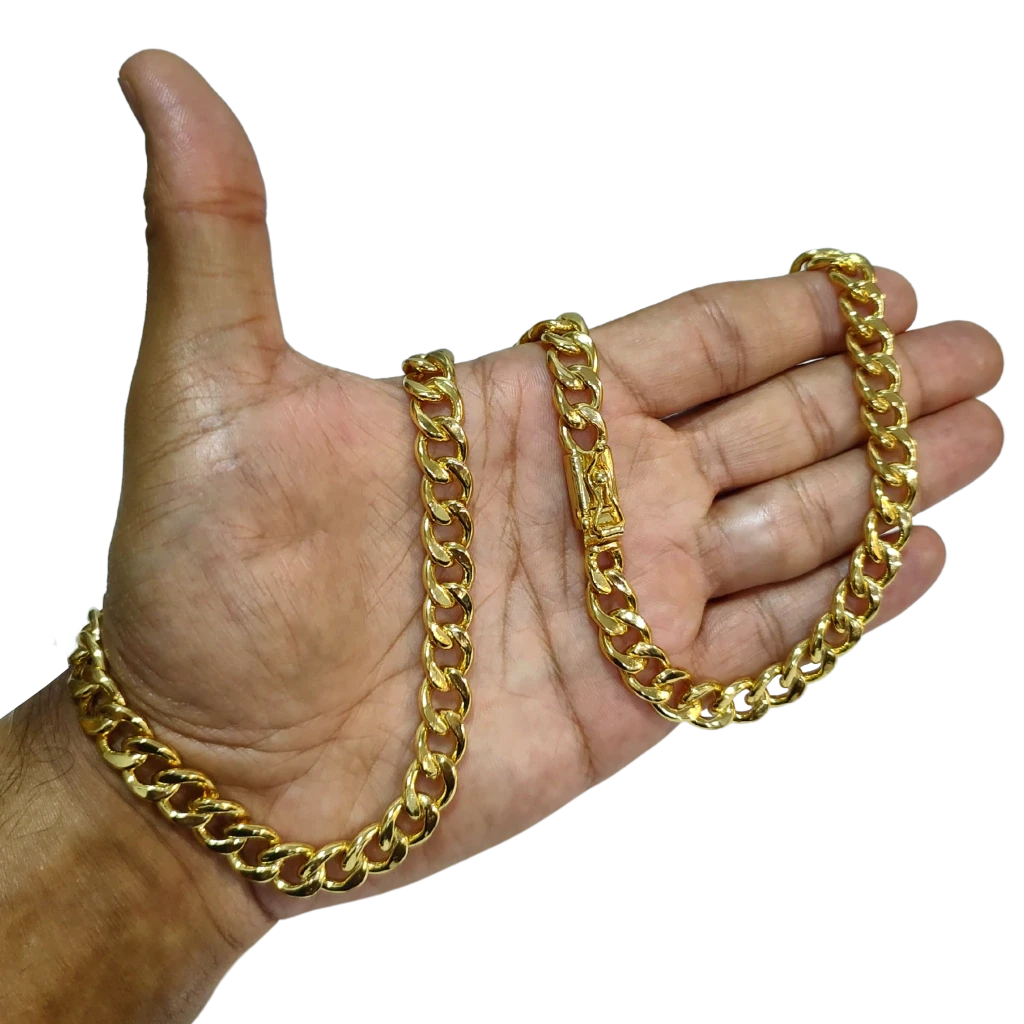 Cordão Pitbull 10mm Banhado a Ouro 18k