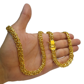 Cordão Escama de Cobra 10mm Banhado a Ouro 18k