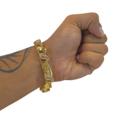 Pulseira Friso S 13mm 2 por 1 Cravejado Banhado a Ouro 18k