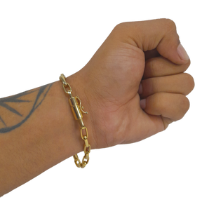 Cordão+Pulseira Meia Cana 7mm Banhado a Ouro 18k