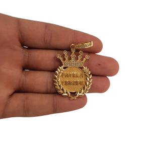 Cordão+Pulseira Friso S 9mm Pingente Favela Venceu Cravejado Banhado a Ouro 18k