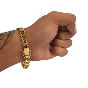 Pulseira Grumet 10mm Fecho Duplo Banhado a Ouro 18k
