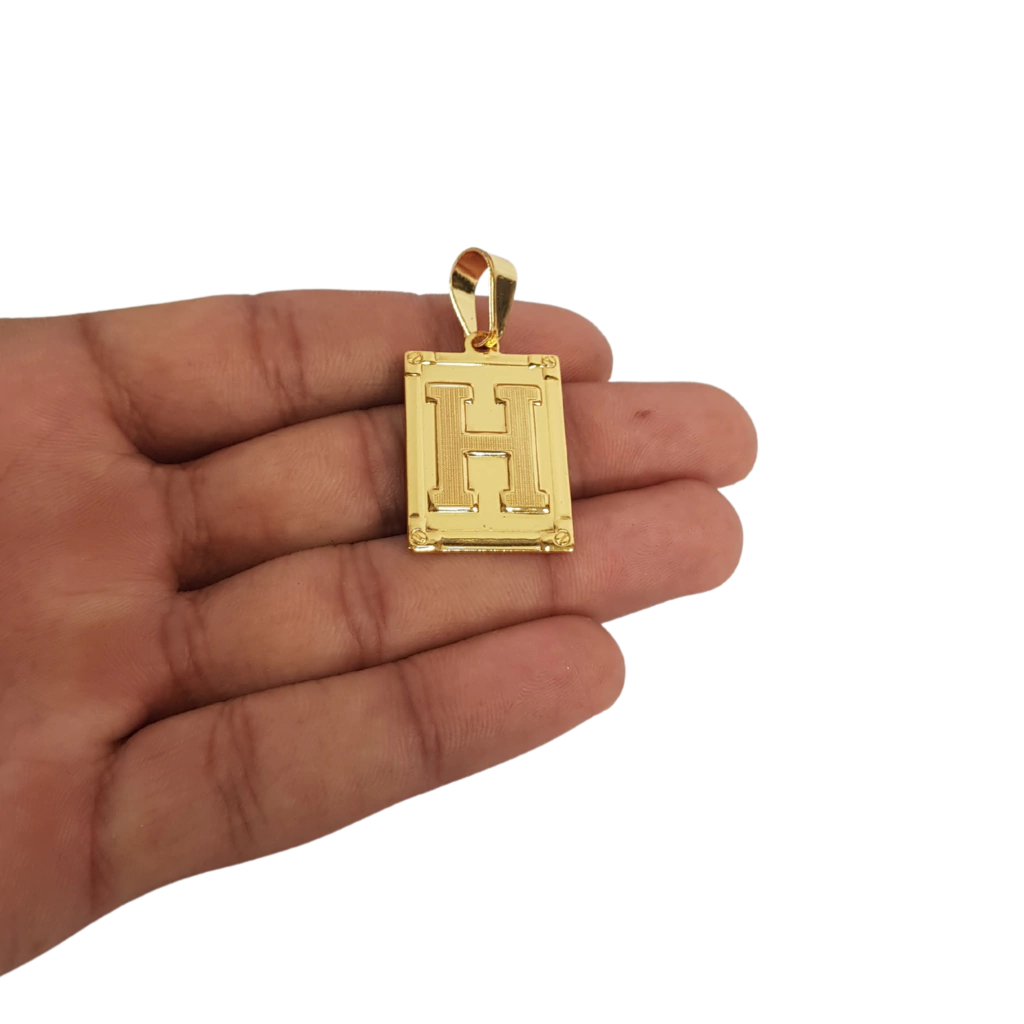 Cordão+Pulseira Cadeado 3mm Pingente Escolha sua Letra de A a Z Banhado a Ouro 18k