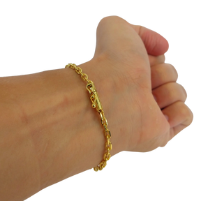 Cordão+Pulseira Cadeado 3mm Pingente Escolha sua Letra de A a Z Banhado a Ouro 18k