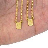 Escapulário Tijolinho 2mm "Deus é fiel" versículo Banhado A Ouro 18k