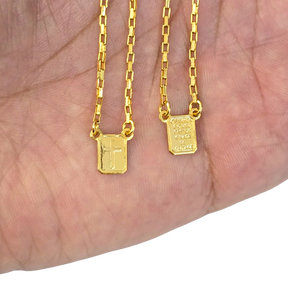 Escapulário Tijolinho 2mm "Deus é fiel" versículo Banhado A Ouro 18k
