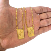 Escapulário Tijolinho 2mm Fé plaquinha Banhado A Ouro 18k