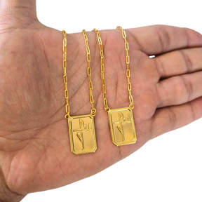 Escapulário Tijolinho 2mm Fé plaquinha Banhado A Ouro 18k