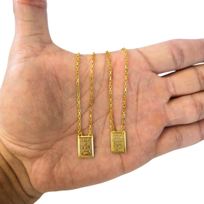 Escapulário Tijolinho 2mm "Deus é fiel" Banhado A Ouro 18k