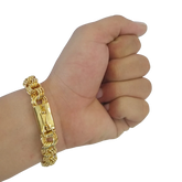 Pulseira Friso Triplo - 13mm - Fecho Gaveta - Banhado a Ouro 18k