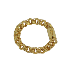 Pulseira Friso Triplo - 13mm - Fecho Gaveta - Banhado a Ouro 18k