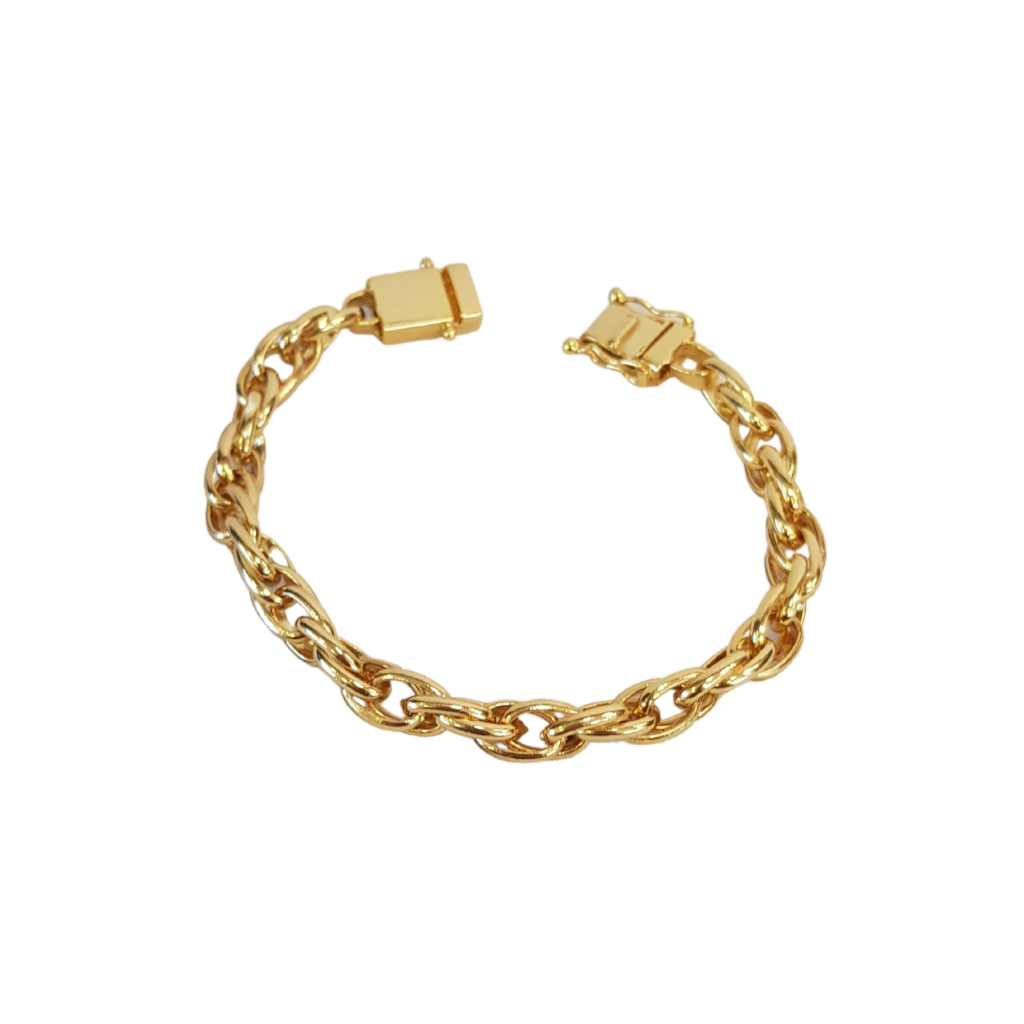 Pulseira Trançado Triplo 9mm Banhado a Ouro 18k