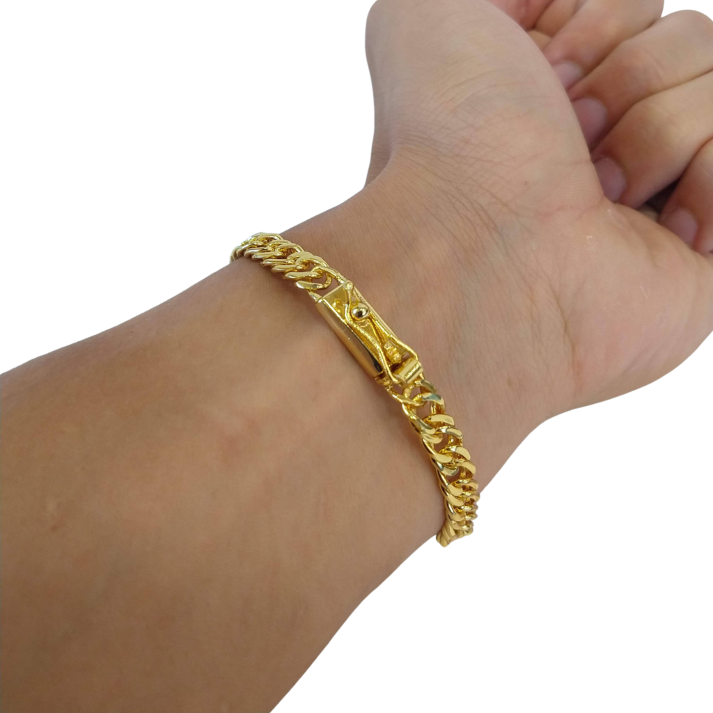 Cordão+Pulseira Grumet 7mm Banhado a Ouro 18k