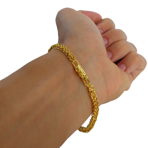 Cordão Pulseira Peruano 6mm Pingente Escolha sua Letra de A a Z Banhado a Ouro 18k