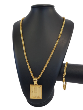 Cordão Pulseira Peruano 6mm Pingente Escolha sua Letra de A a Z Banhado a Ouro 18k