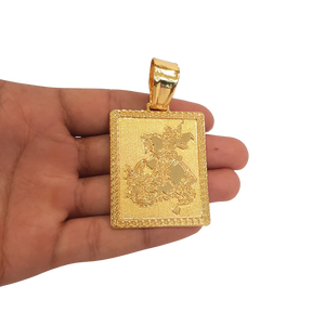 Cordão+Pulseira Grumet 13mm Pingente São Jorge Placa Banhado a Ouro 18k