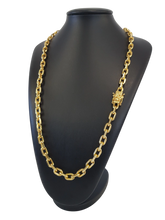 Cordão Cadeado 9mm Fecho São Jorge Banhado a Ouro 18k