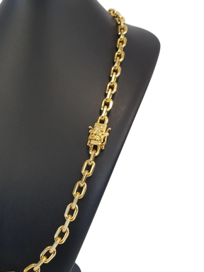 Cordão Cadeado 9mm Fecho São Jorge Banhado a Ouro 18k