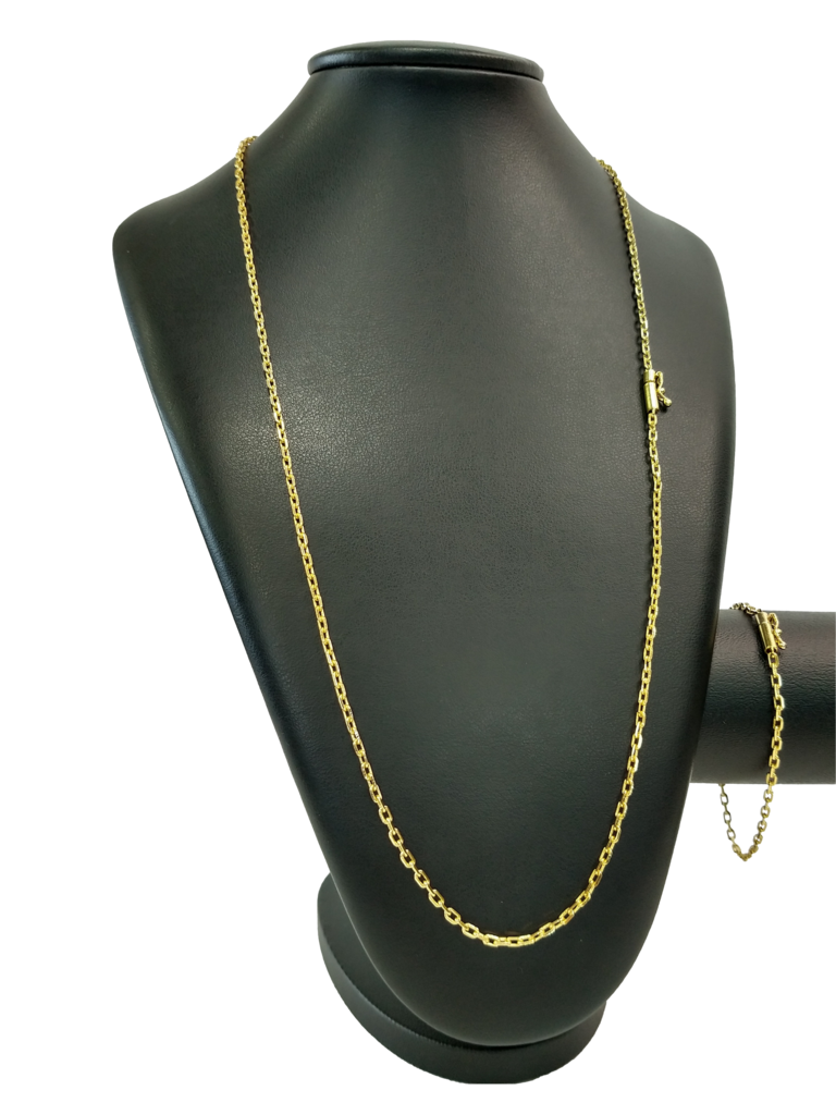 Cordão+Pulseira Cadeado 2mm Banhado a Ouro 18k
