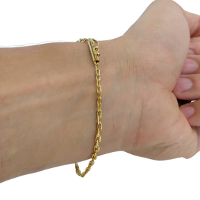 Pulseira Cadeado 2mm Banhado a Ouro 18k