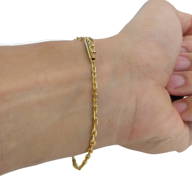 Pulseira Cadeado 2mm Banhado a Ouro 18k
