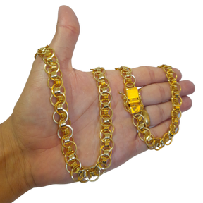 Cordão Imperador 12mm Redondo Banhado a Ouro 18k