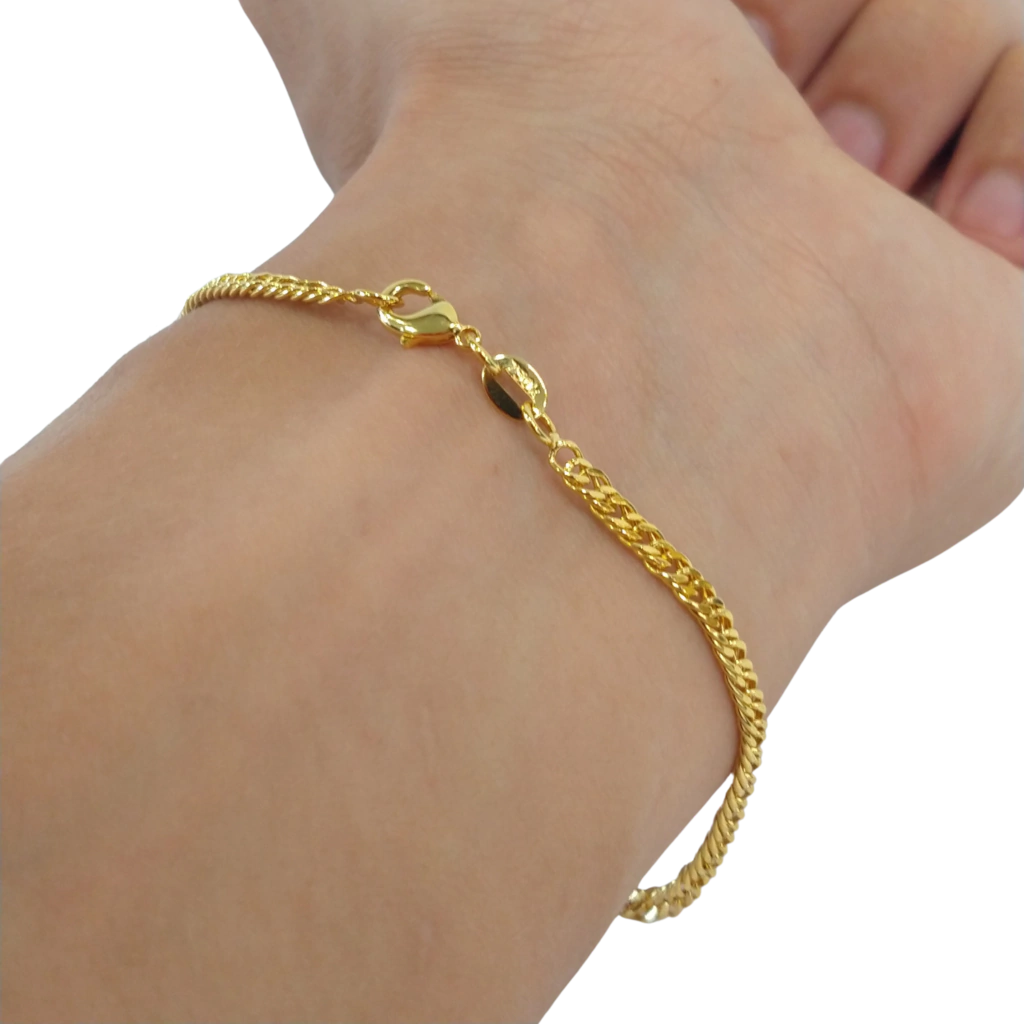 Pulseira Grumet Lacraia 3mm Banhado a Ouro 18k