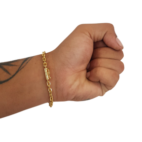 Pulseira Cadeado 3mm Banhado a Ouro 18k