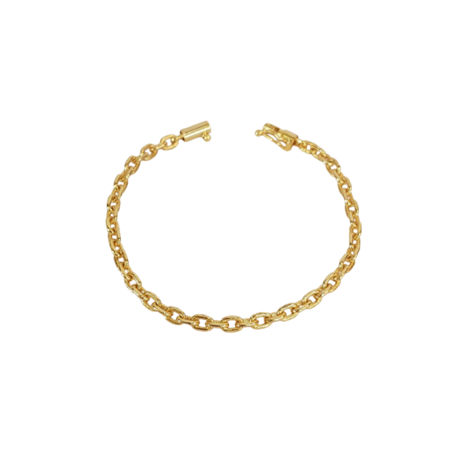 Pulseira Cadeado 3mm Banhado a Ouro 18k