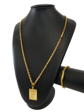 Cordão+Pulseira Cadeado 3mm Pingente Escolha sua Letra de A a Z Banhado a Ouro 18k