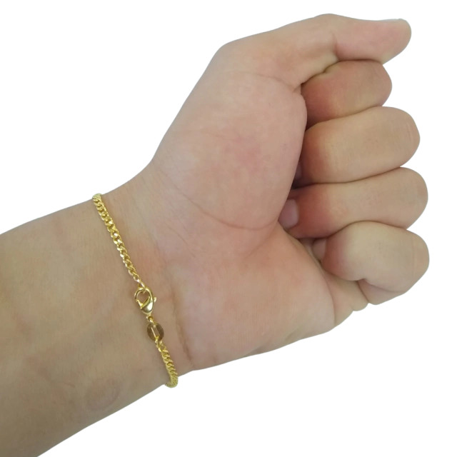 Pulseira Pitbull Grumet 2,5mm Banhado a Ouro 18k