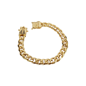 Pulseira Pitbull Facetado 10mm Fecho Nossa Senhora Banhado 18k