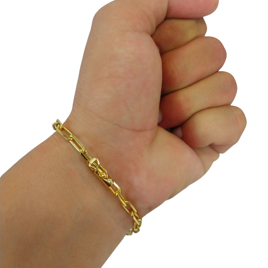 Pulseira Tijolinho - 4mm - Fecho Bomba - Banhado a Ouro 18k