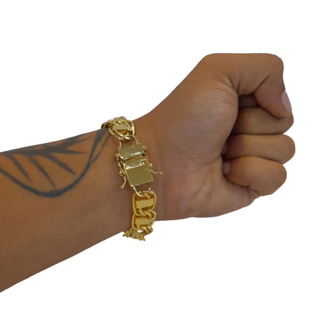 Pulseira Dubai 15mm Banhado a Ouro 18k